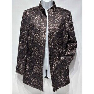 Linda Allard Ellen Tracy Silk Blend Plum Brown Quilted Tunic Style Jacket Size 8